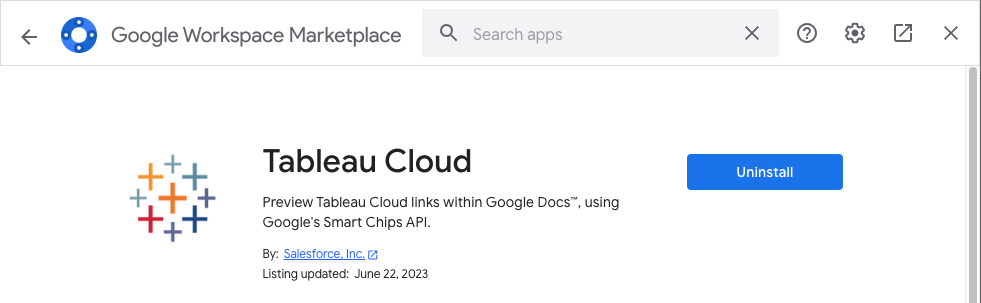 Tableau Cloud Google Workspace Marketplace