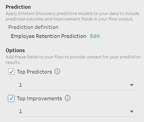 Tableau Prep prediction settings