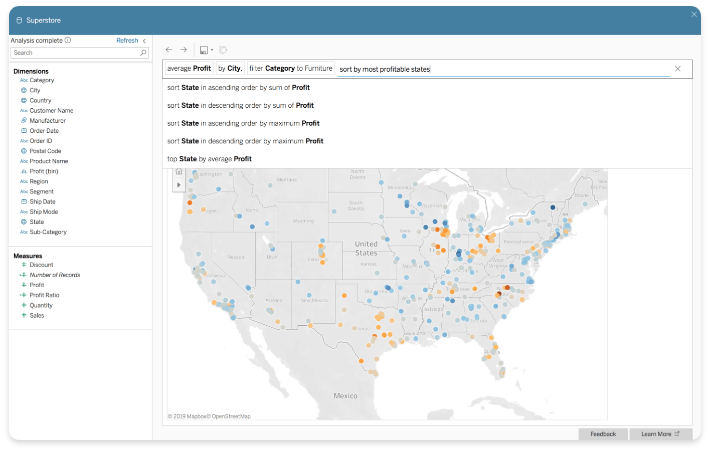 Ask Data Dashboard