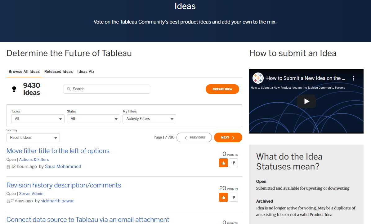 Ideas Page