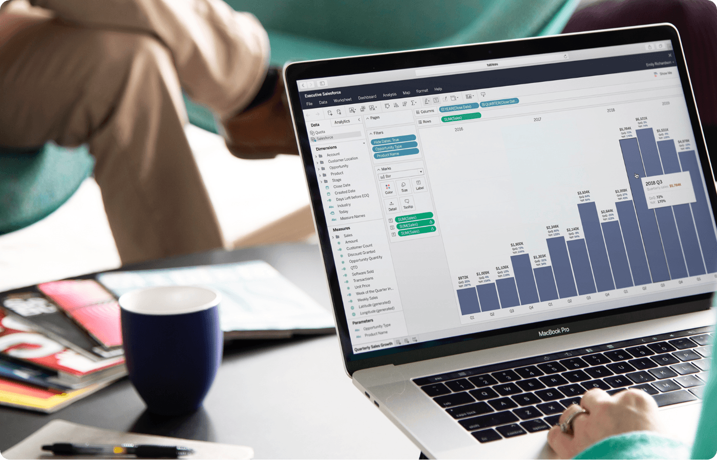 Tableau Dashboard open on laptop