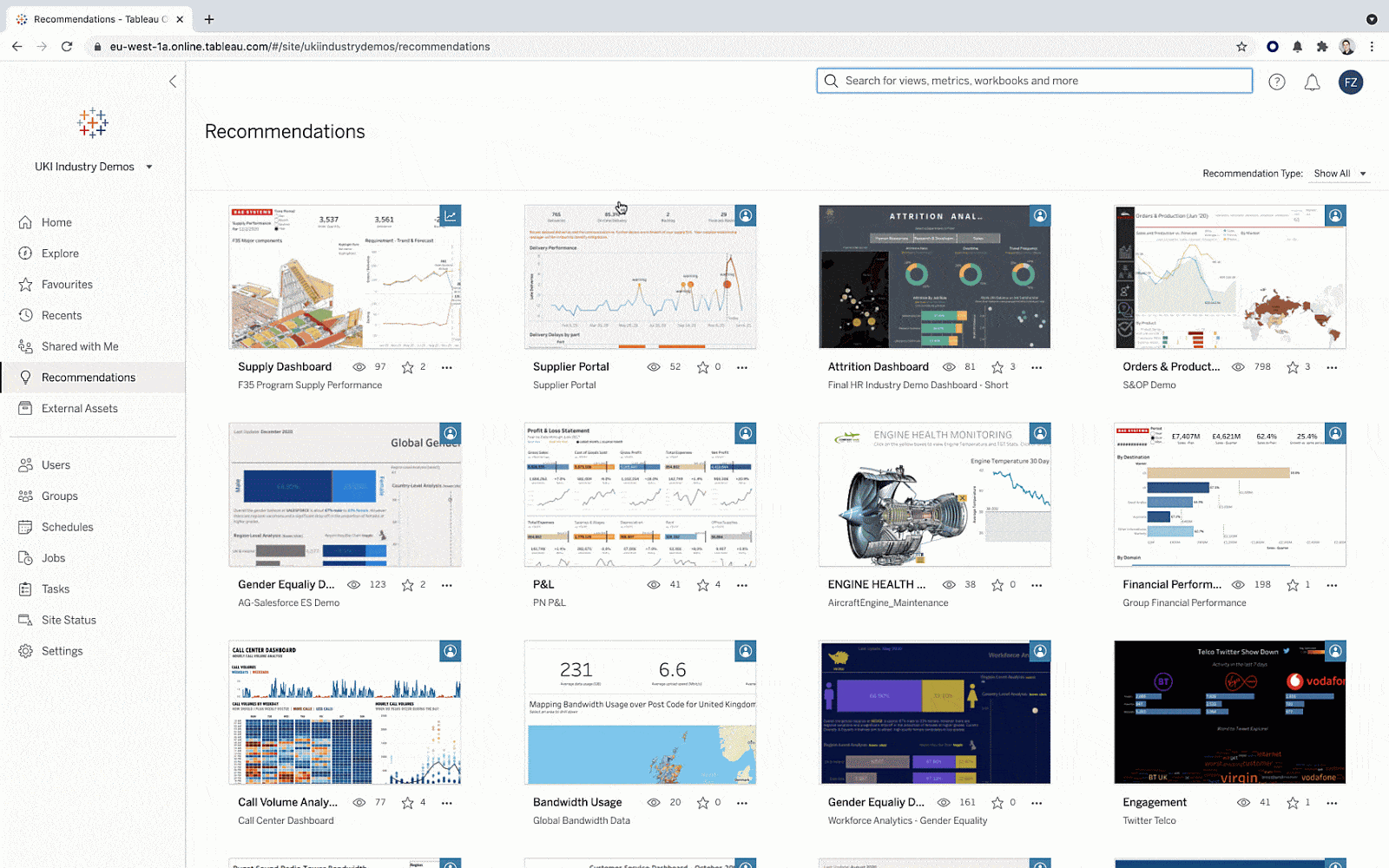 Brief screen capture demonstrating how to discover assets with search and recommendations and explore data with visual, natural language, and augmented analytics using Ask Data within a data lakehouse