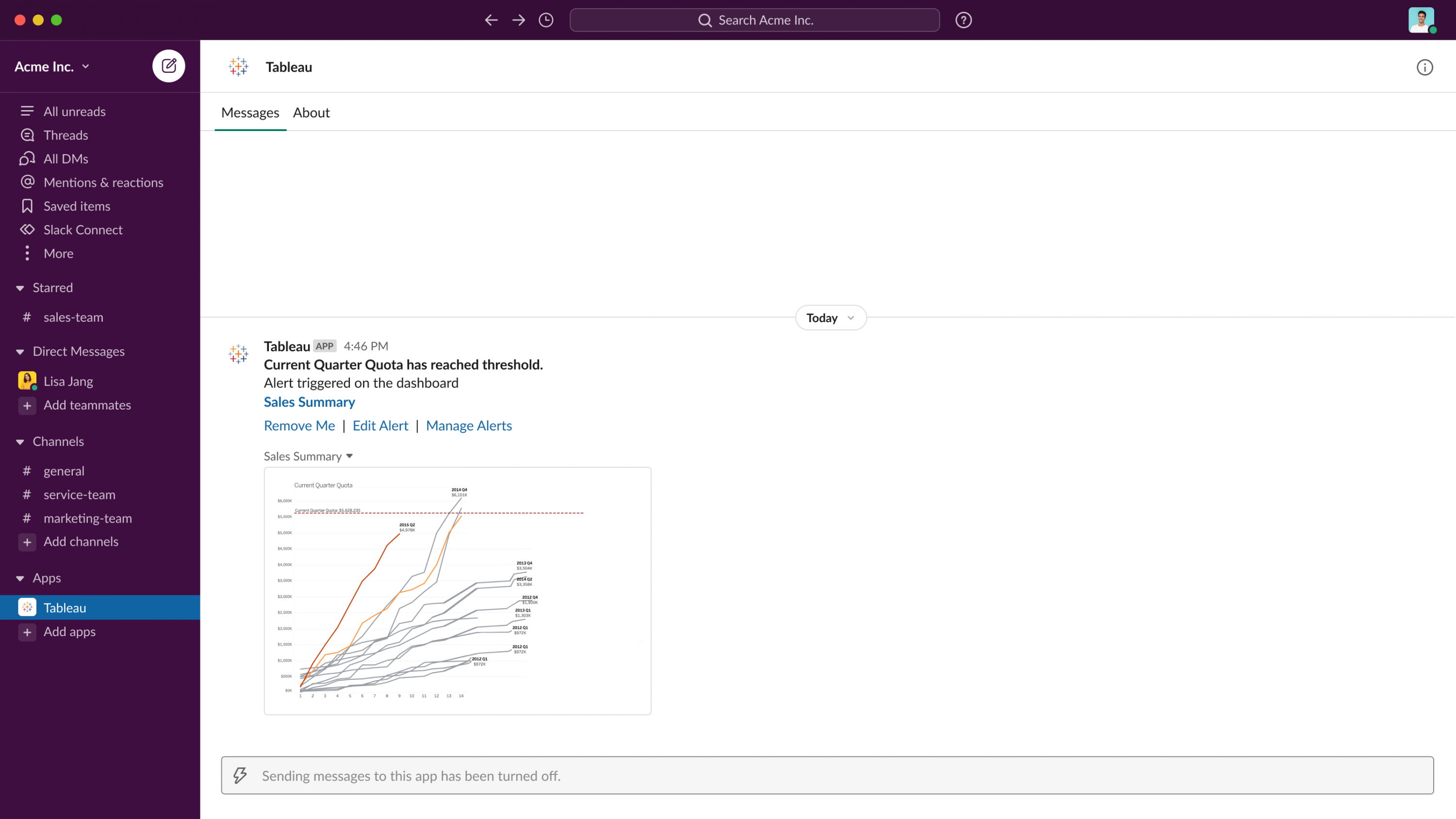 Slack in Tableau