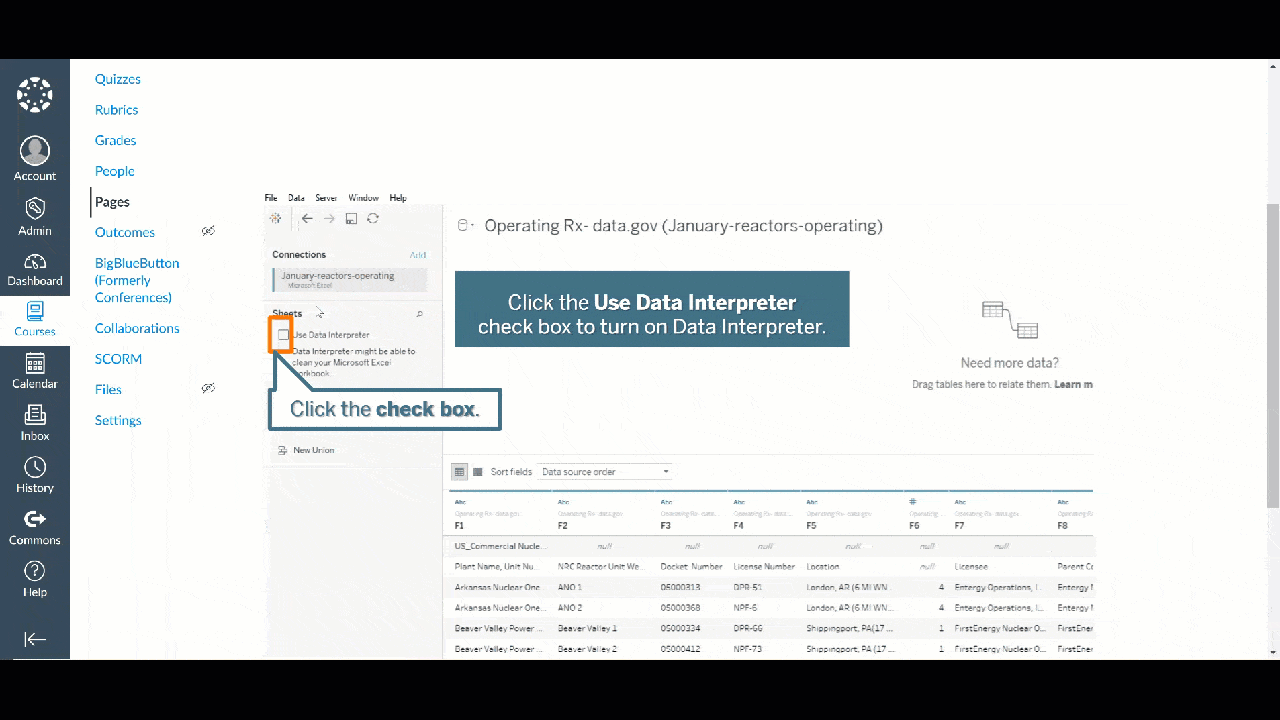 Demo that guides users through running data interpreter and pivoting data fields