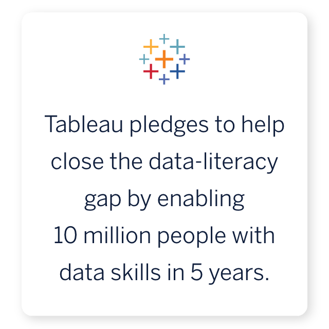 Tableau pledges to help close the data-literacy gap by enabling 10 million people with data skills in 5 years