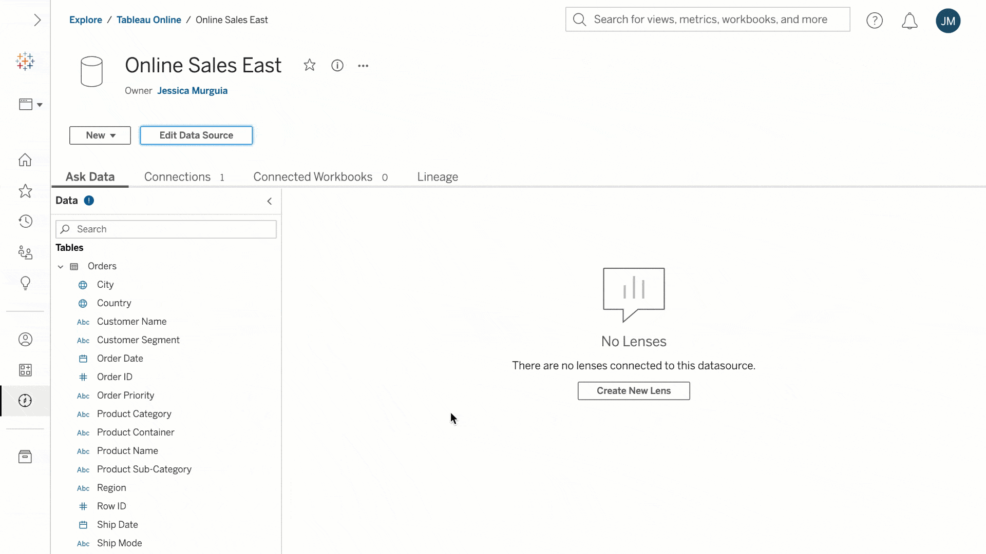 An animated GIF of the a Tableau published data source, where a user edits and republishes the data source from a web browser