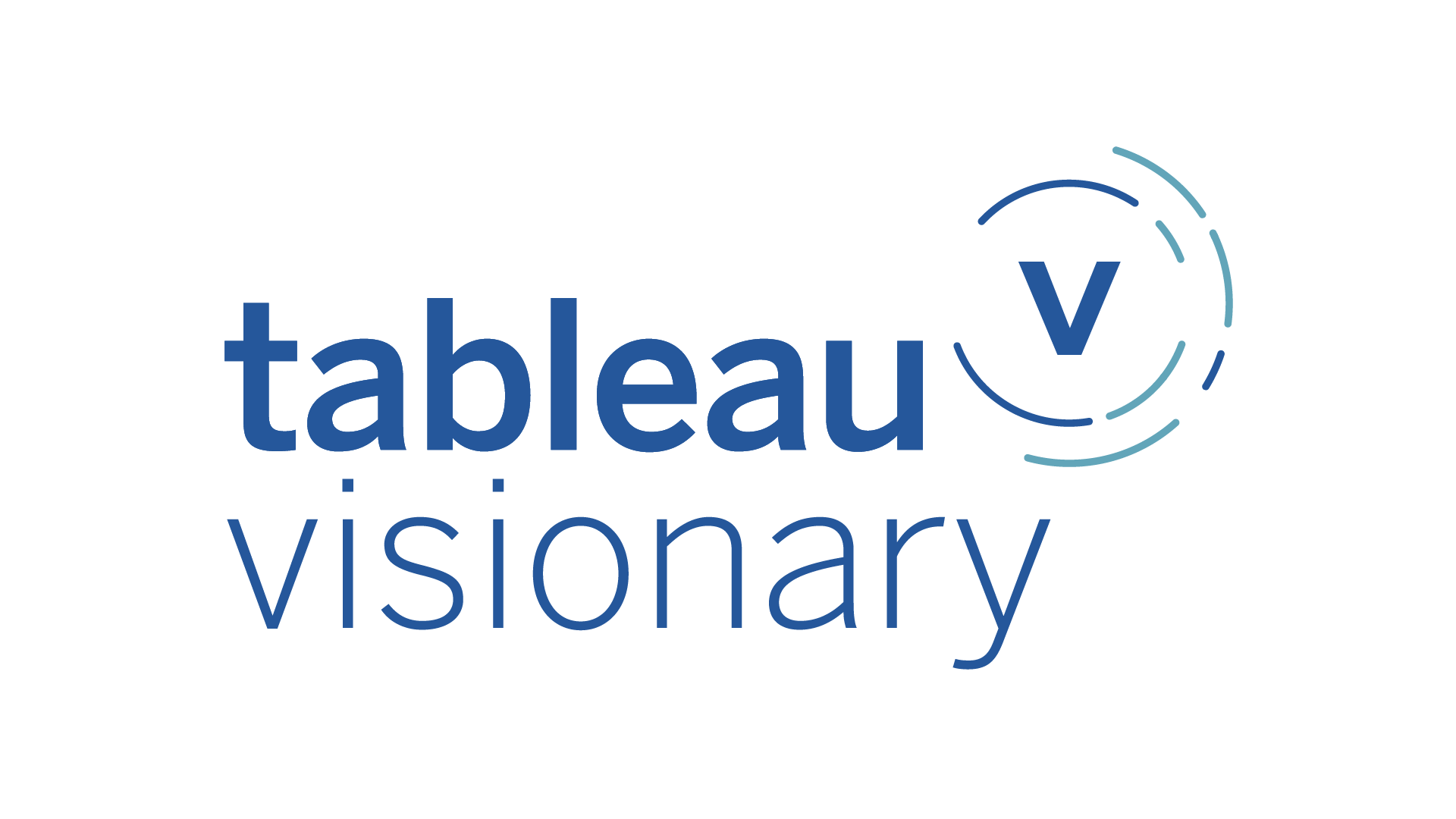 The words Tableau and Visionary with Visionary V logo