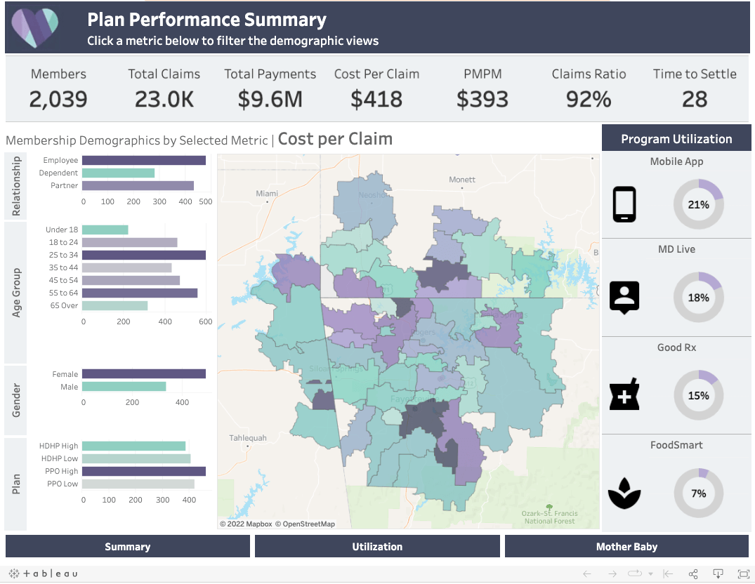 Screenshot of Plan Performance Summary dashboard