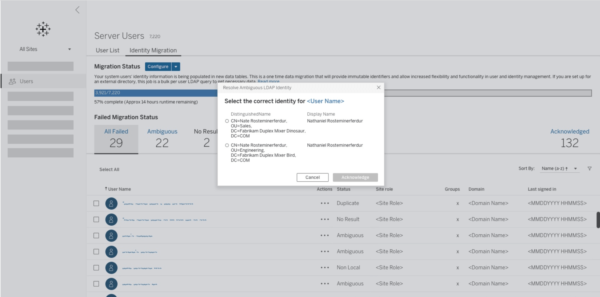 Identity Migration for Tableau Server