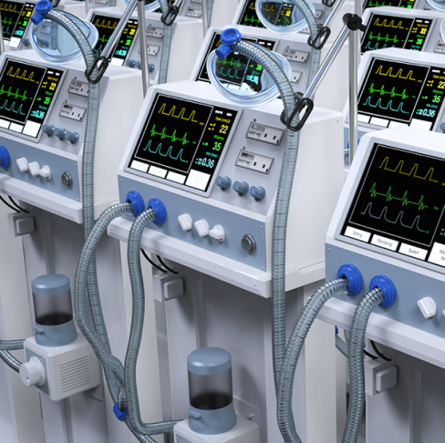 row of medical devices