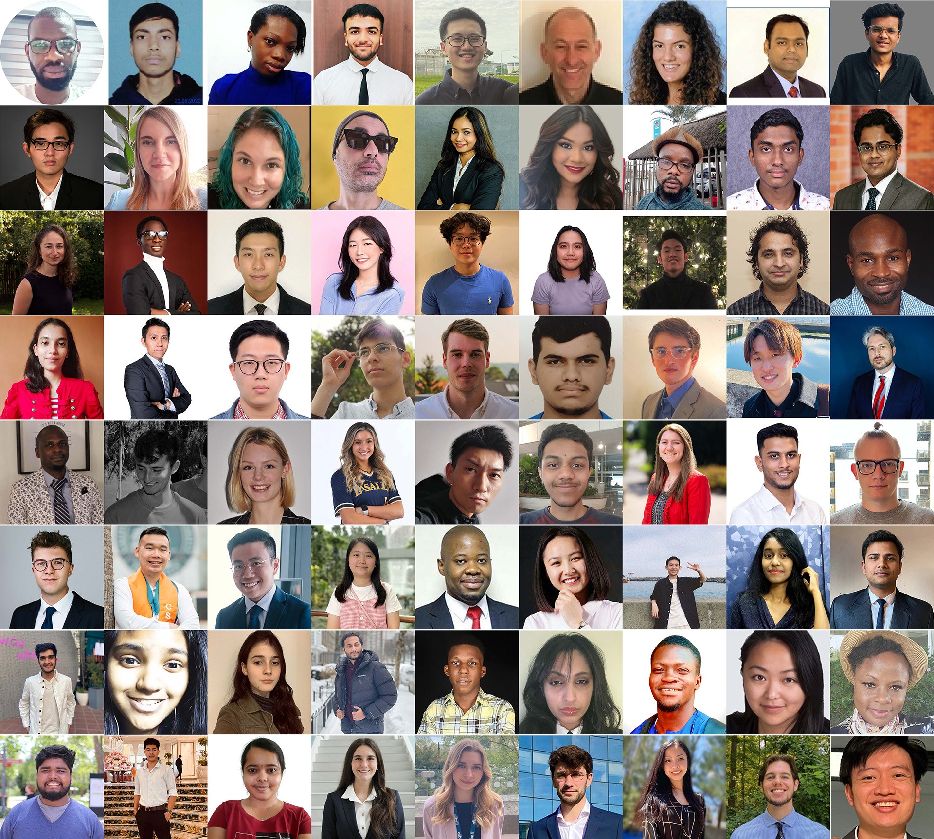 A grid of 71 headshots of the 2022 Tableau Student Ambassadors