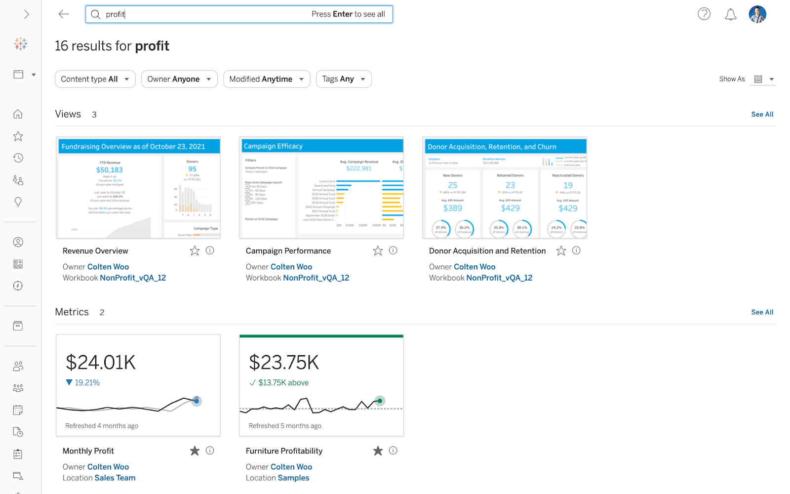 Image of improvements to Search in Tableau