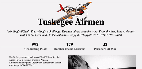 Tuskegee Airmen Tableau Public visualization