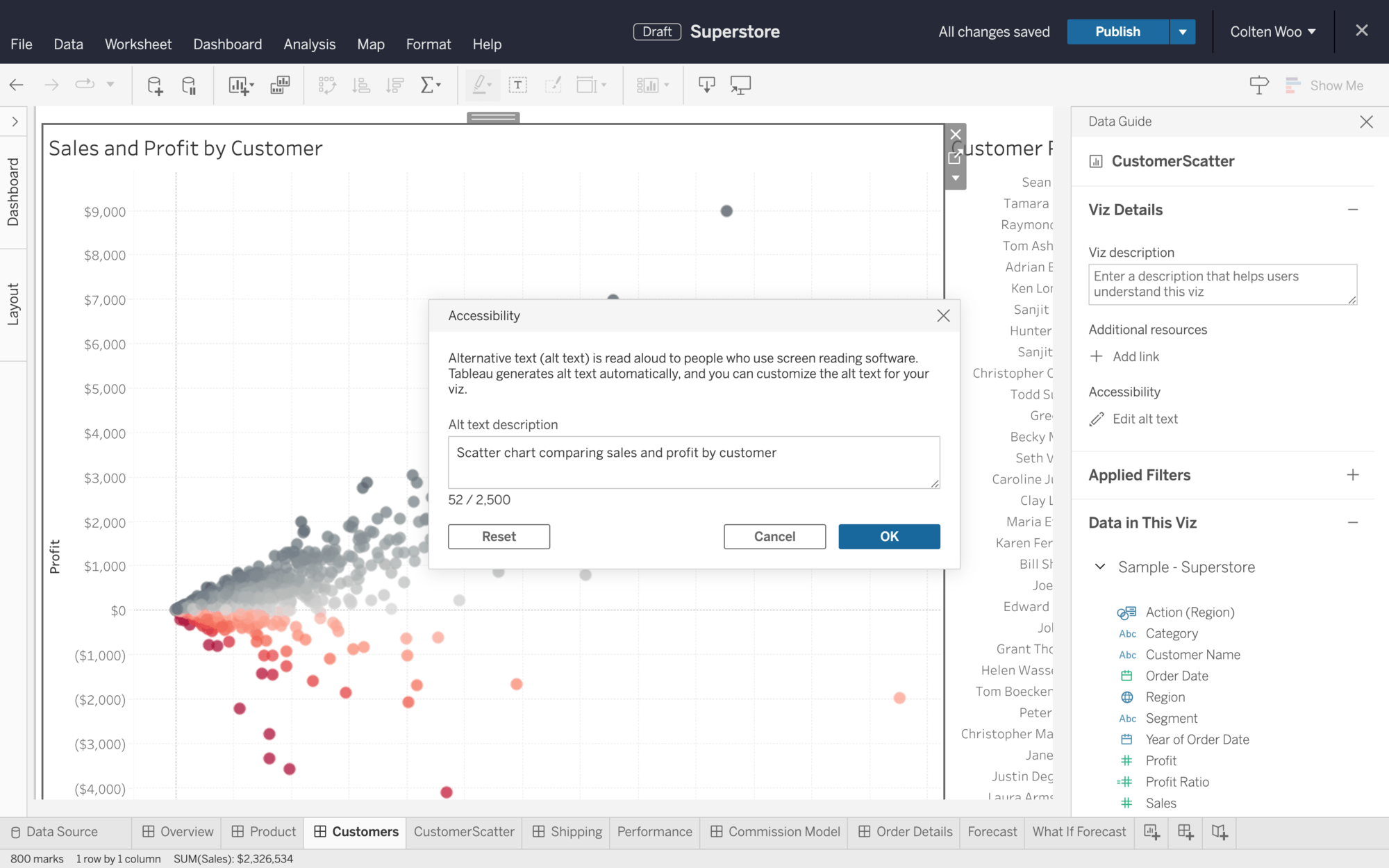 Tableau Viz Alt Text