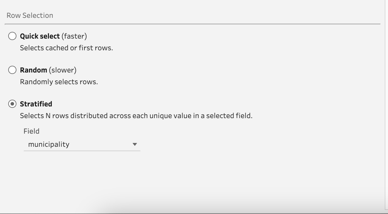 Stratified sampling in Tableau Prep