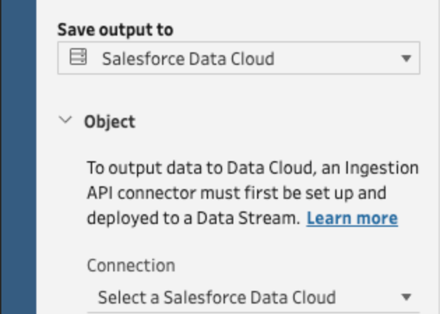 Write datasets from Tableau Prep to Data Cloud 