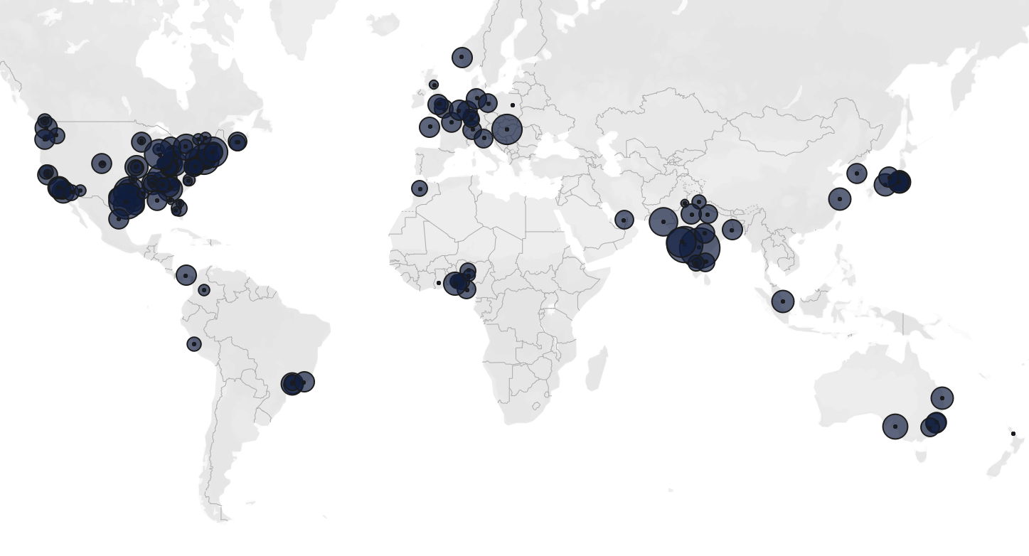 Map of Tableau Ambassador cohort 2025