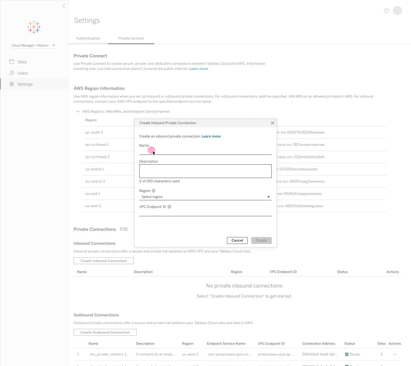 New inbound connect feature for Tableau Admins