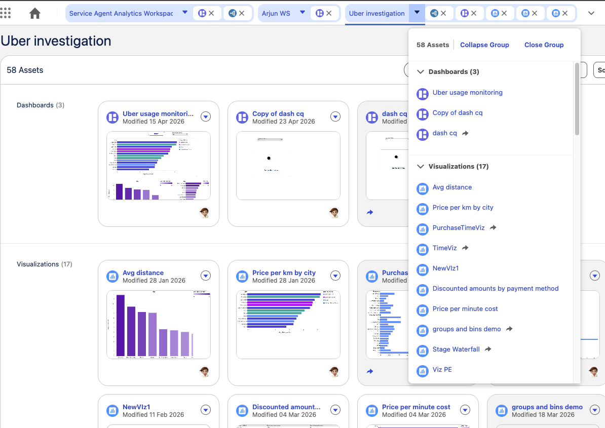Tableau Next workspace grouping