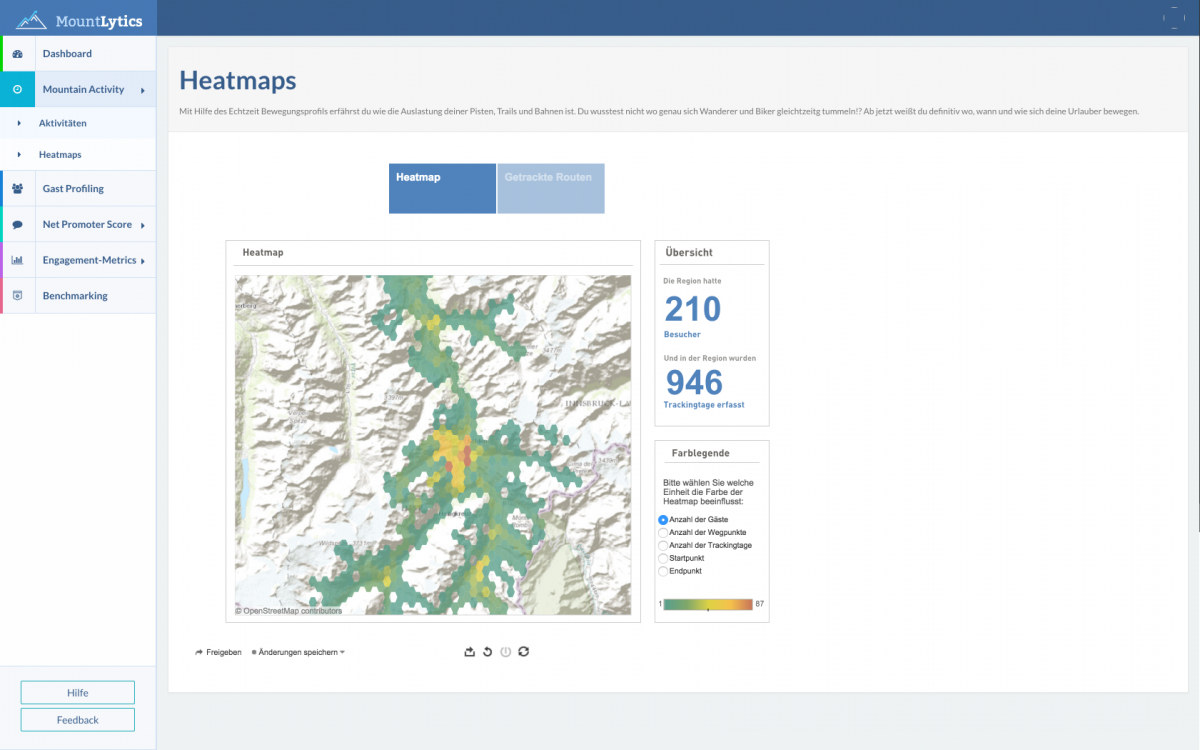 Heatmap der geographischen Verteilung von App-Nutzern