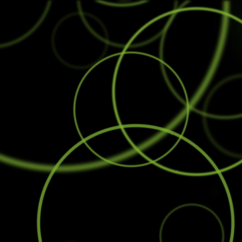 Green circles on black background