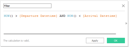 This formula allows you to show flights currently in the air