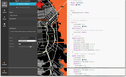 click to upload your new style to map box